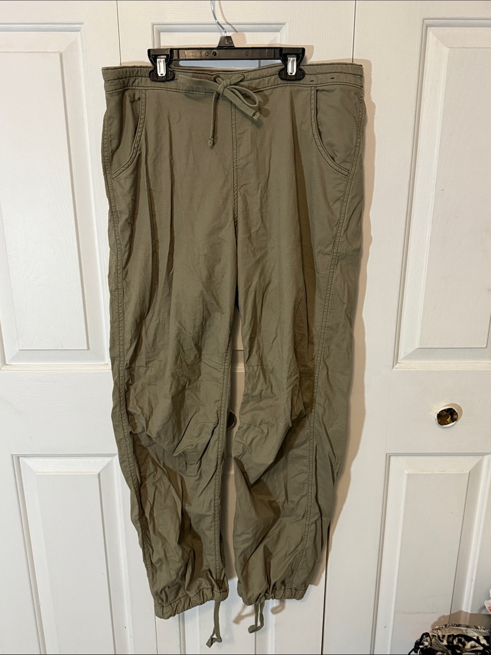 Hollister Sz M Olive Green Tie-Waist Cargo Parachute Pants b718